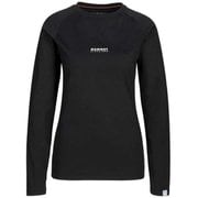 キューディー ロゴ プリント ロングスリーブ Tシャツ アジアンフィット ウィメン レディース カットソー black PRT1(00253) Sサイズ(日本:Mサイズ) 1016-01040