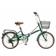 折りたたみ自転車 20型 外装6段変速 前カゴ・オートライト付 グリーン YBC206-NC-グリーン