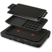 ホットプレート 左右温調ホットプレート 2枚プレート 角型 ヒーター式 平面/たこ焼き+平面プレート 左右温度調節機能付 スタンド付 ブラック WHPK-022-B