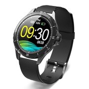タッチパネル式スマートウォッチ IP68防水/心拍/距離/歩数 ウレタンバンド SMART R HI BK