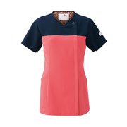 医療・介護 白衣 レディスジップスクラブ リリスピンク×ダークネイビー L HI701-3-L