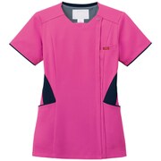 医療・介護 白衣 レディスジップスクラブ フクシャピンク×ダークネイビー 4L 7078SC-13-4L