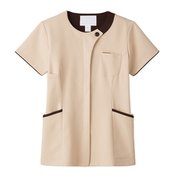 医療・介護 白衣 レディスジップスクラブ エクルベージュ×ブラウン LL 7069SC-10-LL