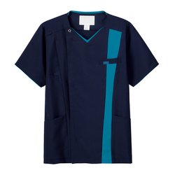 医療・介護 白衣 メンズジップスクラブ ダークネイビー×ターコイズ M 7058SC-17-M