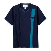 医療・介護 白衣 メンズジップスクラブ ダークネイビー×ターコイズ 4L 7058SC-17-4L