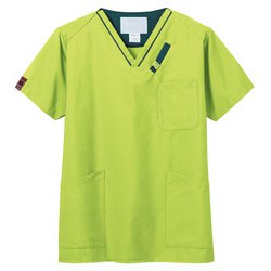 医療・介護 白衣 スクラブ ライム×モスグリーン M 7042SC-6-M