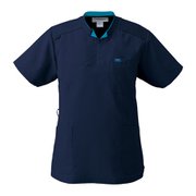 医療・介護 白衣 花柄ジップアップスクラブ ダークネイビー×ダークネイビー SS 7037SC-17-SS