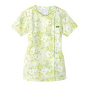 医療・介護 白衣 花柄ジップアップスクラブ グリーン L 7034SC-4-L