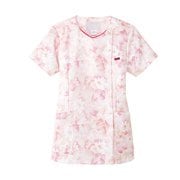 医療・介護 白衣 花柄ジップアップスクラブ ピンク M 7034SC-3-M