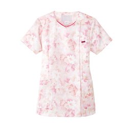 医療・介護 白衣 花柄ジップアップスクラブ ピンク 4L 7034SC-3-4L
