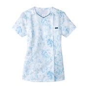 医療・介護 白衣 花柄ジップアップスクラブ ブルー LL 7034SC-2-LL