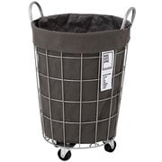 003076 D.GY [WIRE ARTS & PRO LAUNDRY ROUND BASKET with CASTER 33L ダークグレー]