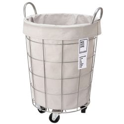 WIRE ARTS & PRO LAUNDRY ROUND BASKET with CASTER 33L ライトグレー 003076 L.GY