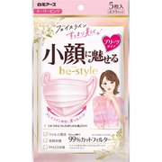 ビースタイル プリーツタイプ ふつうサイズ ドーリーピンク 5枚入 [女性用 小顔魅せ 耳が痛くない 不織布]
