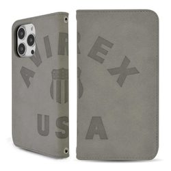 MD-74917-3 [iPhone 13 Pro用 ケース AVIREX スタンプロゴスエード グレー]