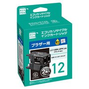 互換リサイクルインクカートリッジ ブラザー LC12BK-2PK ブラック(顔料) 2本パック ECI-BR12B-2P
