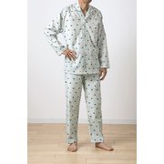 メンズパジャマ 綿100％ サテンストライプ Lサイズ グリーン 1716175191201