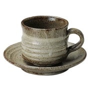 MR-3-3280 [信楽焼 へちもん 灰刷毛 コーヒー碗皿]