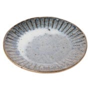 信楽焼 へちもん リム皿 15cm 青萩彫 MR-3-3403