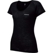 スーパーメリノウール L.W. UネックTシャツ Women's 1107666 BK XLサイズ [アウトドア アンダーウェア レディース]