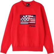 621-1270003-100 [PING アイコニック ロゴ クルーネック ニット プルオーバー メンズ Mサイズ レッド]