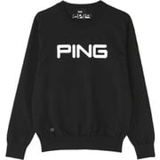 621-1270004-010 [PING 撥水 ビッグ ロゴ クルーネック ニット プルオーバー メンズ Mサイズ ブラック]