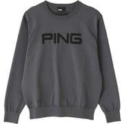 621-1270004-020 [PING 撥水 ビッグ ロゴ クルーネック ニット プルオーバー メンズ Lサイズ グレー]
