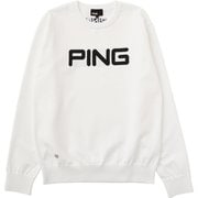 621-1270004-030 [PING 撥水 ビッグ ロゴ クルーネック ニット プルオーバー メンズ Sサイズ ホワイト]