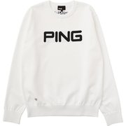 621-1270004-030 [PING 撥水 ビッグ ロゴ クルーネック ニット プルオーバー メンズ Lサイズ ホワイト]