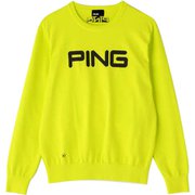 621-1270004-130 [PING 撥水 ビッグ ロゴ クルーネック ニット プルオーバー メンズ Sサイズ ライトグリーン]