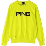 621-1270004-130 [PING 撥水 ビッグ ロゴ クルーネック ニット プルオーバー メンズ Lサイズ ライトグリーン]
