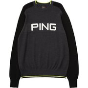 621-1270006-020 [PING ビッグ ロゴ クルーネック ニット プルオーバー メンズ Lサイズ グレー]