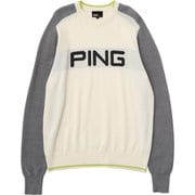 621-1270006-030 [PING ビッグ ロゴ クルーネック ニット プルオーバー メンズ Lサイズ ホワイト]