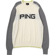 621-1270006-030 [PING ビッグ ロゴ クルーネック ニット プルオーバー メンズ LLサイズ ホワイト]