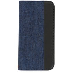 OWL-CVID6103P-NVBK [iPhone 13 Pro用 ファブリック×PUレザー 手帳型ケース FLIP COVER ネイビー×ブラック]