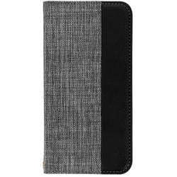 OWL-CVID6703-GYBK [iPhone 13 Pro Max用 ファブリック×PUレザー 手帳型ケース FLIP COVER グレー×ブラック]