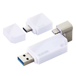 USBメモリ USB3.2（Gen1） Lightningコネクタ搭載 MFI認証 64GB ホワイト MF-LGU3B064GWH