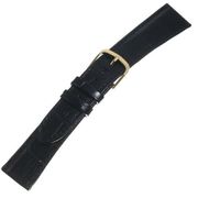 04487 [時計バンド 牛（クロコ型押） 黒 18mm]