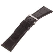 04749 [時計バンド 牛（ワニ型押） ステッチ ブラック 24mm]