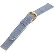 04932 [時計バンド 牛（ワニ型押）カラー ステッチ ライトブルー 14mm]