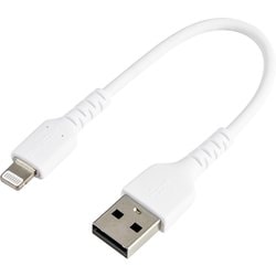 高耐久Lightning - USB-Aケーブル/15cm/ホワイト/アラミド繊維補強/iPhone 12、iPad対応/Apple MFi認証/アップルライトニング - USB Type-A充電同期ケーブル RUSBLTMM15CMW