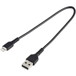 高耐久Lightning - USB-Aケーブル/30cm/ブラック/アラミド繊維補強/iPhone 12、iPad対応/Apple MFi認証/アップルライトニング - USB Type-A充電同期ケーブル RUSBLTMM30CMB