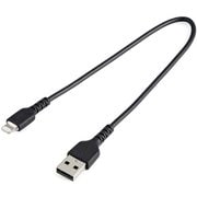 高耐久Lightning - USB-Aケーブル/30cm/ブラック/アラミド繊維補強/iPhone 12、iPad対応/Apple MFi認証/アップルライトニング - USB Type-A充電同期ケーブル RUSBLTMM30CMB