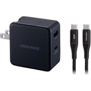 USB-AC充電器 2ポート 65W Type-Cケーブル2m付属 ブラック GH-ACU2GA-BK