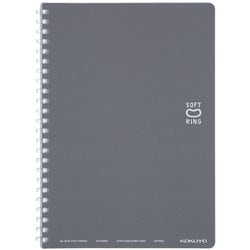 ソフトリングノート（カラフル） A5（210×148mm） B罫（中横罫）/罫幅6mm（ドット入り） 29行 50枚 ダークグレー ス-SV331BT-DM