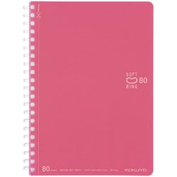 ソフトリングノート（カラフル） B6（182×128mm） B罫（中横罫）/罫幅6mm（ドット入り） 26行 80枚 ライトピンク ス-SV348BT-LP