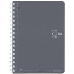 ソフトリングノート（カラフル） A6（148×105mm） B罫（中横罫）/罫幅6mm（ドット入り） 21行 80枚 ダークグレー ス-SV358BT-DM