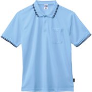 ライン入りベーシックドライポロシャツ（ポリジン加工） MS3121 6 サックス GMサイズ [フィットネス シャツ レディース]