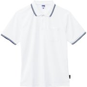 ライン入りベーシックドライポロシャツ（ポリジン加工） MS3121 15 ホワイト Mサイズ [フィットネス 半袖シャツ メンズ]