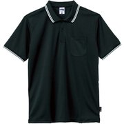 ライン入りベーシックドライポロシャツ（ポリジン加工） MS3121 16 ブラック GMサイズ [フィットネス シャツ レディース]